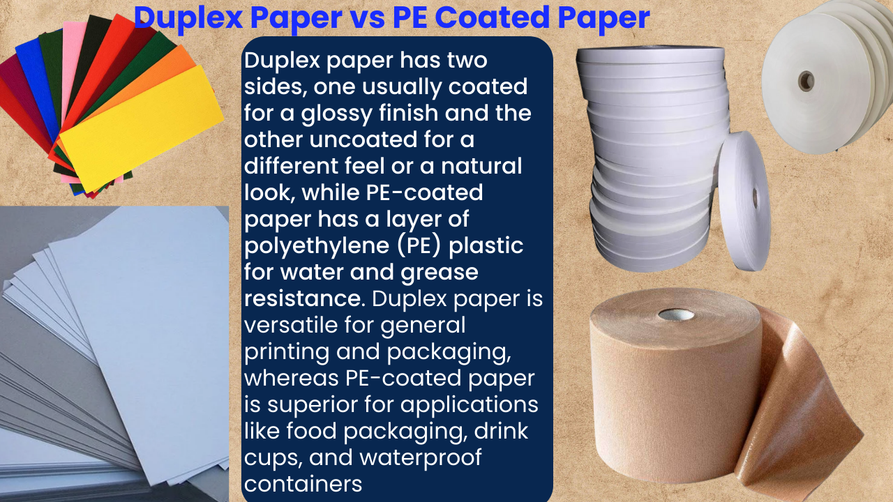 Duplex Paper vs PE Coated Paper: अंतर, उपयोग और फायदे